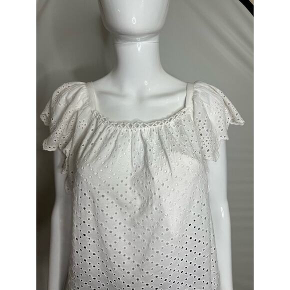 Joie Embroidered Blouse White Ruffles sleeve Size XS short Sleeve NWT - Picture 10 of 12
